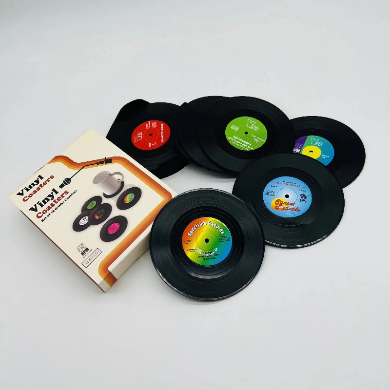 Dessous de verre en vinyle pour disque, décoratif mural rétro, tapis de Table CD, accessoires créatifs pour la maison, cadeaux pour hommes et femmes