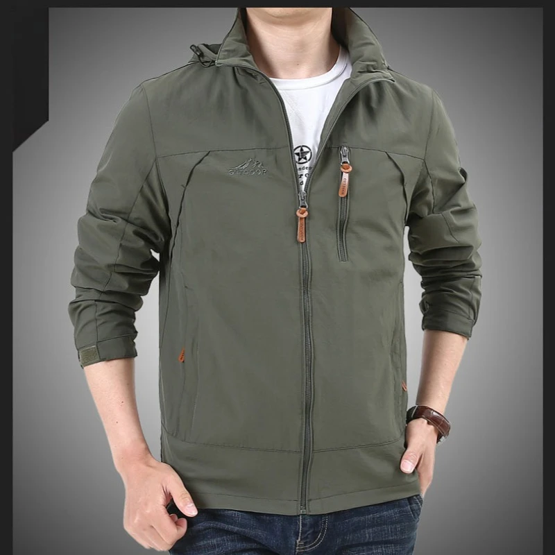 

Men Tactical Jacket Waterproof Outdoor Hooded Coat Sports Military Windbreaker Field Climbing Outwear Bomber Jacket Men Clothing