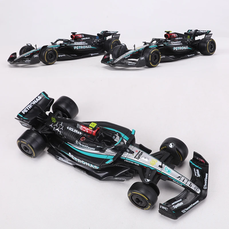 Bburago 1:43 Mercedes AMG F1 Team W15 2024 # 44 Hamilton # 63 Alloy Car Model Formula One Die Casting Model Collection Display