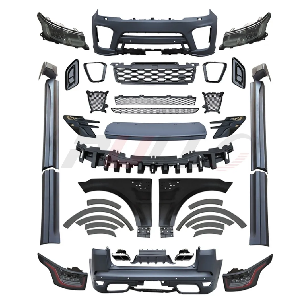 Auto Body System Modified for RANGE ROVER SPORT 14-17 Upgrade to 18-21 SVR Model Bumpers Side Skirts Auto Lamps Fender