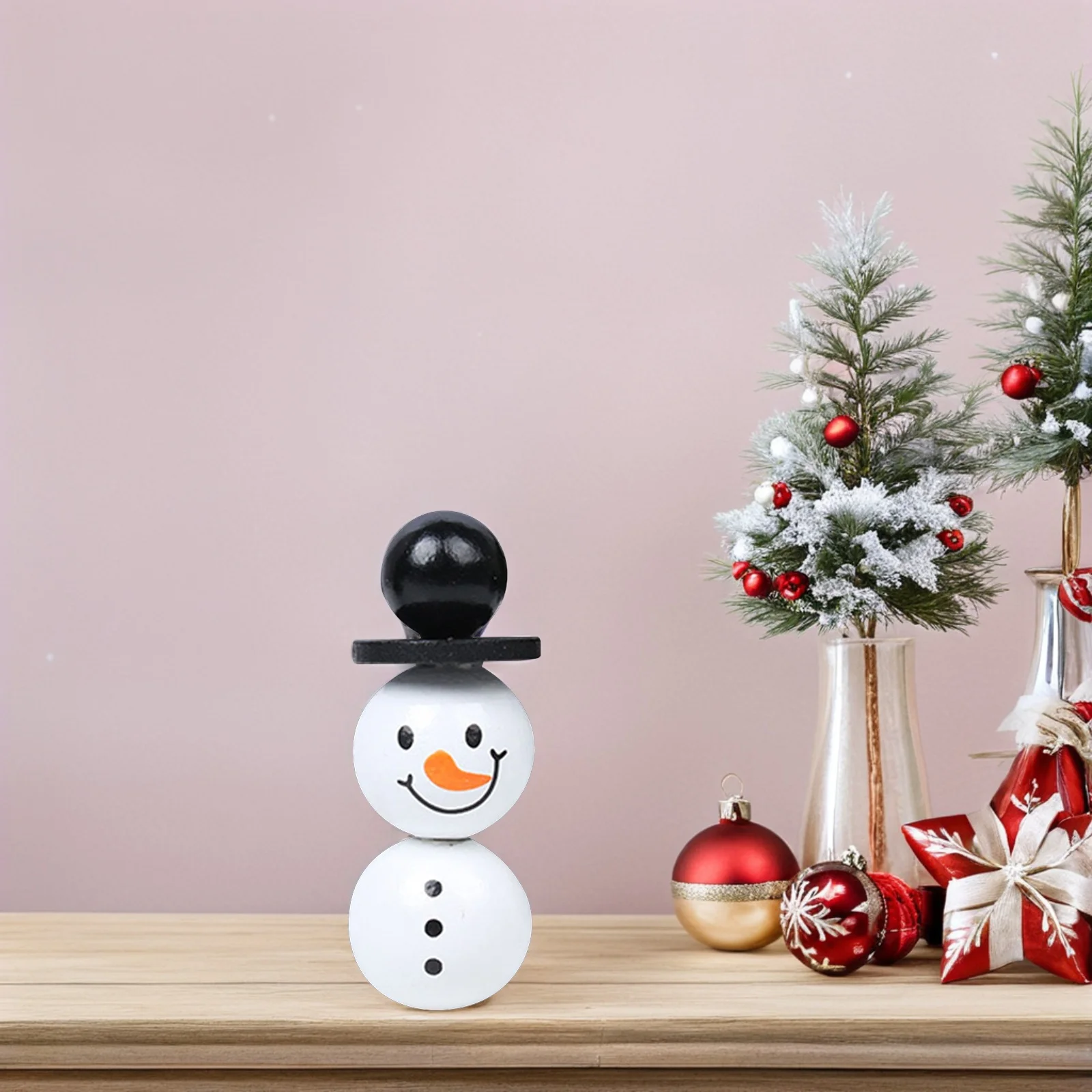 

1 Set Snowman Shaped Glitter Sparkle Large Hole Diy Wood For Bracelet Necklace Keychain Making Christmas Craft Supplies Beads