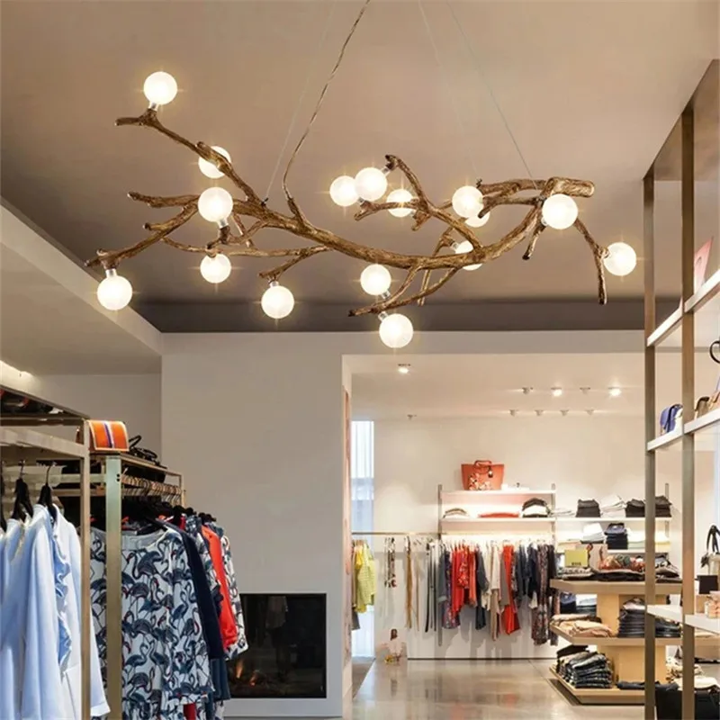 Nordic Led resin pendant lamp Tree Twigs bubble light Creative dine Hanging Lamp Living Room Bedroom Coffee Shop rustic lamp