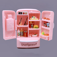 Cute Simulation Microfilm Furniture Double Door Refrigerator 1:12 Dollhouse Kitchen Model Decorations For Girl Birthday Gifts