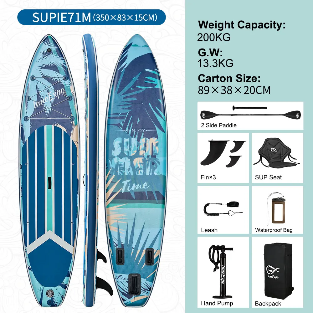 InnoExpo Opblaasbaar Stand Up Paddle Board Paddleboard Surfplank Surf Sup Board 320-350CM Antislip Watersport Paddle Board - afbeelding 1