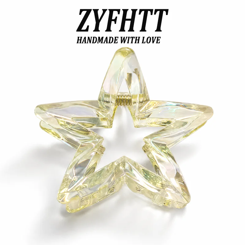 1/6 Stück ZYFHTT Transparente Fünfzackige Stern-Haarspange für Frauen Persönliche Y2K Haifischklammer Modische Mädchen-Haaraccessoires – Detail 10