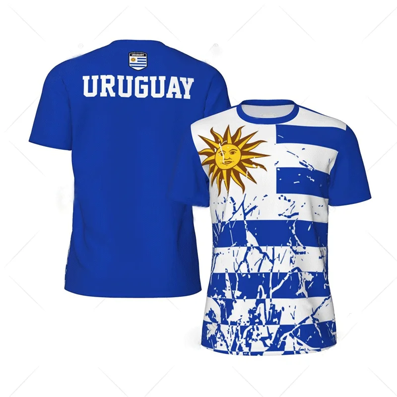 The RepublicOf Uruguay Flag Map 3D Print T Shirt Uruguay Coat Of Arms Graphic T-shirts Vintage Short Sleeves Mens Clothing Tops