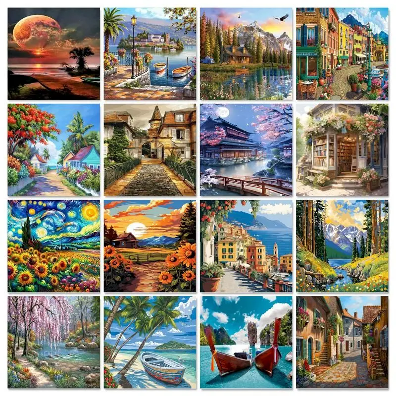 

GATYZTORY Scenery Painting By Numbers For Adults HandPainted Oil Painting Drawing By Numbers Framed Coloring Wall Art On Canvas