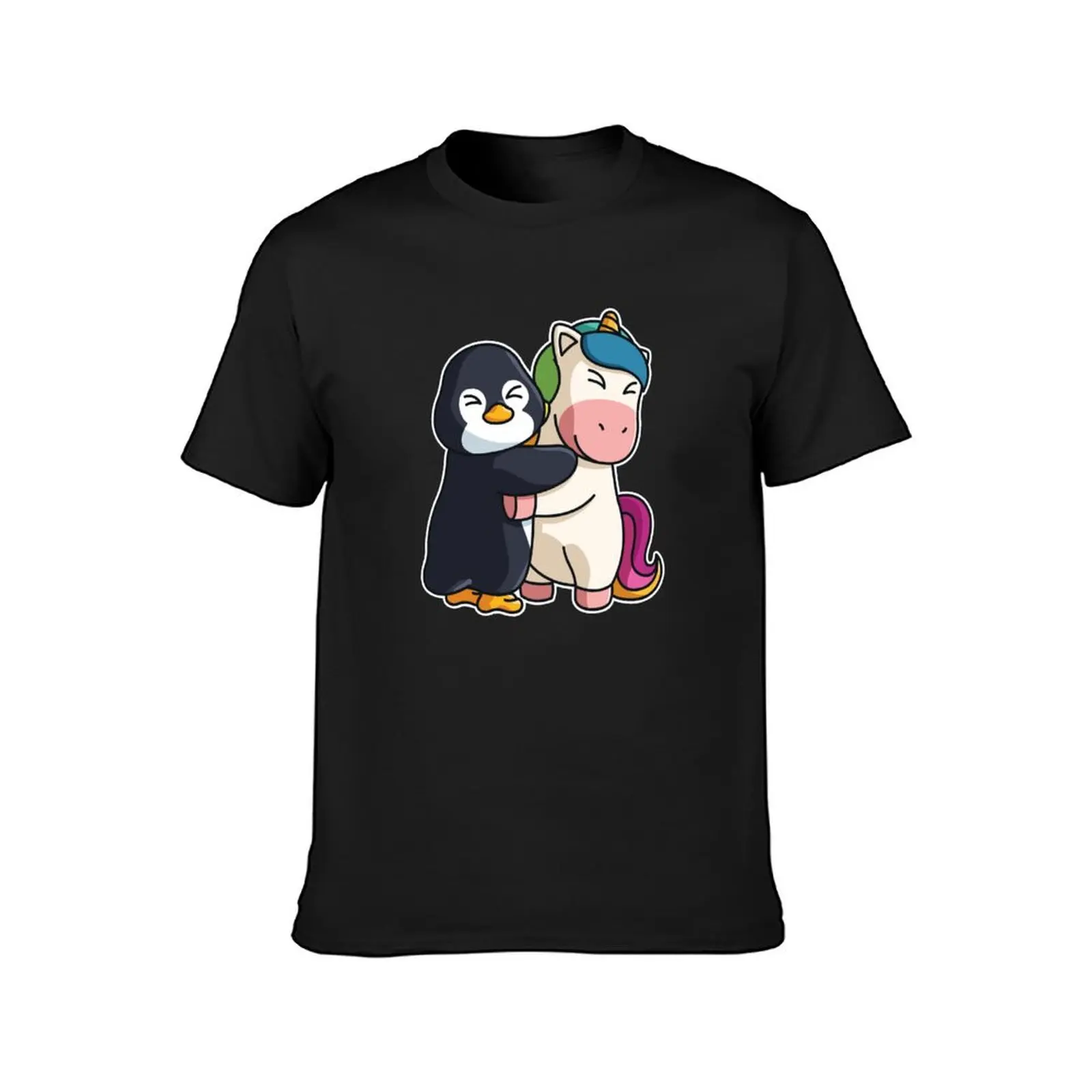 Penguin and Unicorn cute Hug Cuddle Animals T-Shirt quick-drying for a boy men t shirt