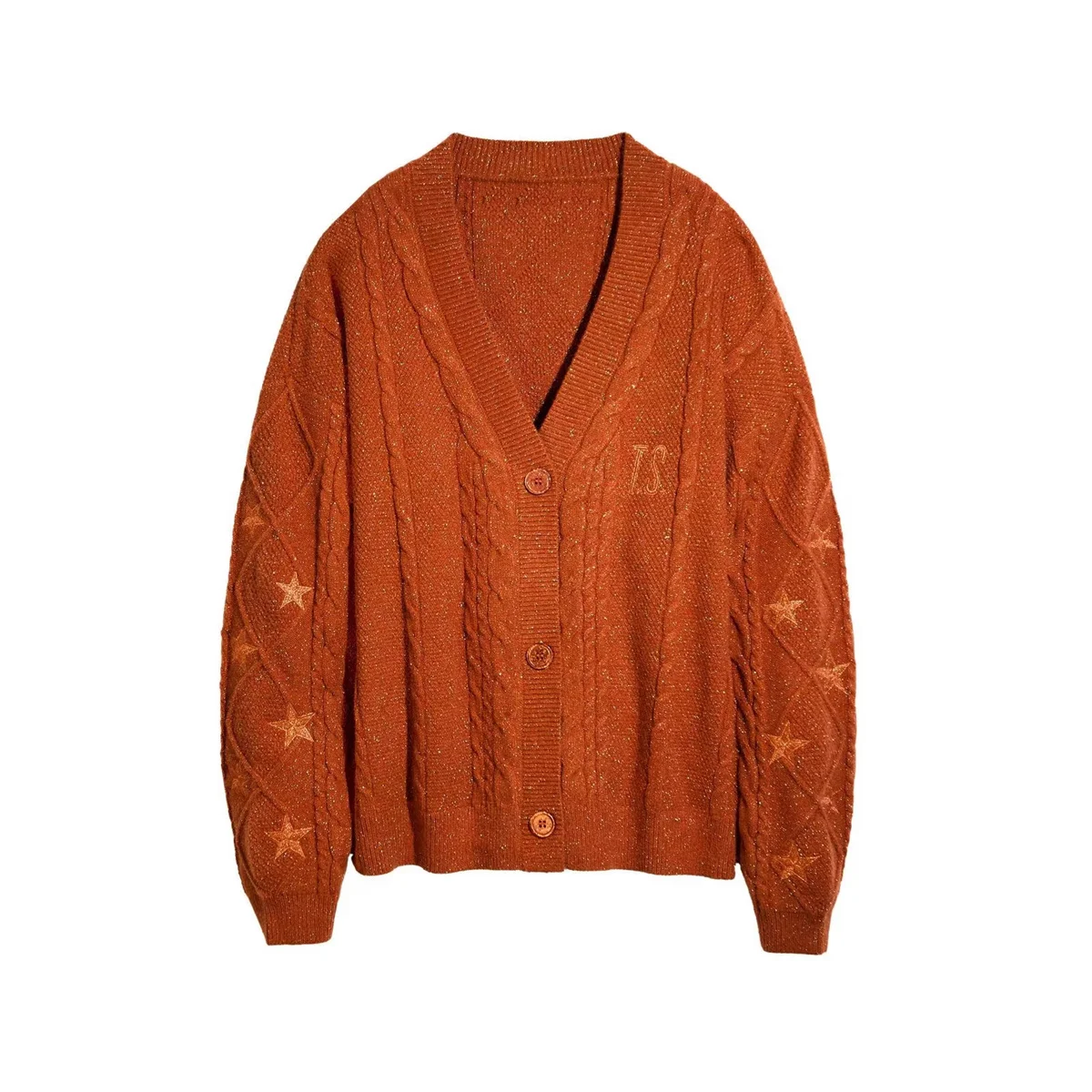 

Autumn Orange Maple Leaf Embroidered Leaves Knitted Cardigan Women Winter V-neck Single Breasted Show Y2k Style Cardigans Girls