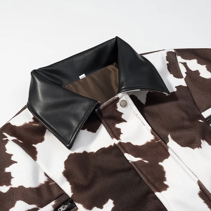 Damska kurtka w stylu europejskim i amerykańskim na wiosnę i jesień, krótki fason, styl amerykański streetwear, z elementami ze skóry PU.