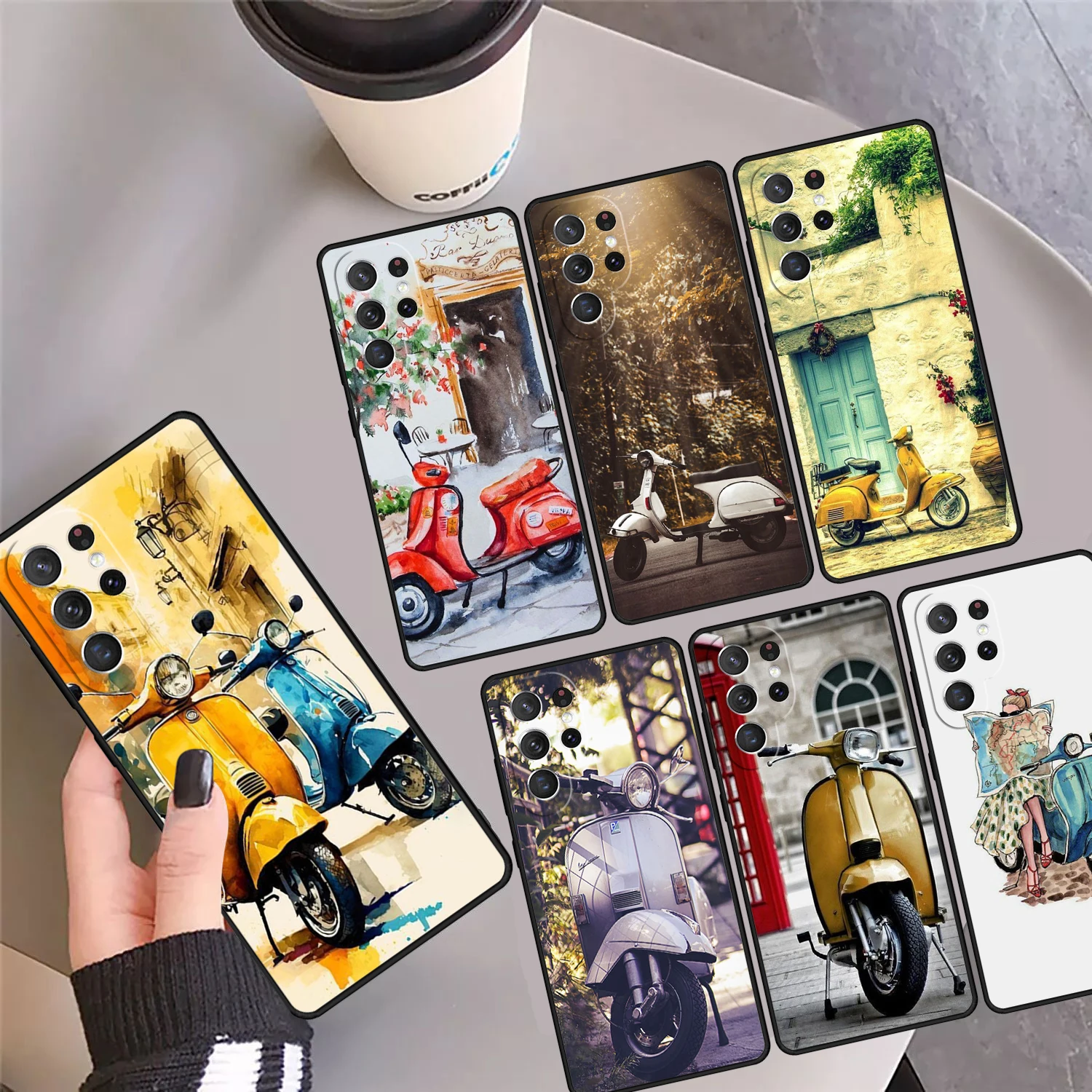 

Винтажный чехол для телефона с скутером для Samsung Galaxy S24 S25 Ultra 23 S22 Plus S21fe Lite S20 Note 10 Pro Note 20