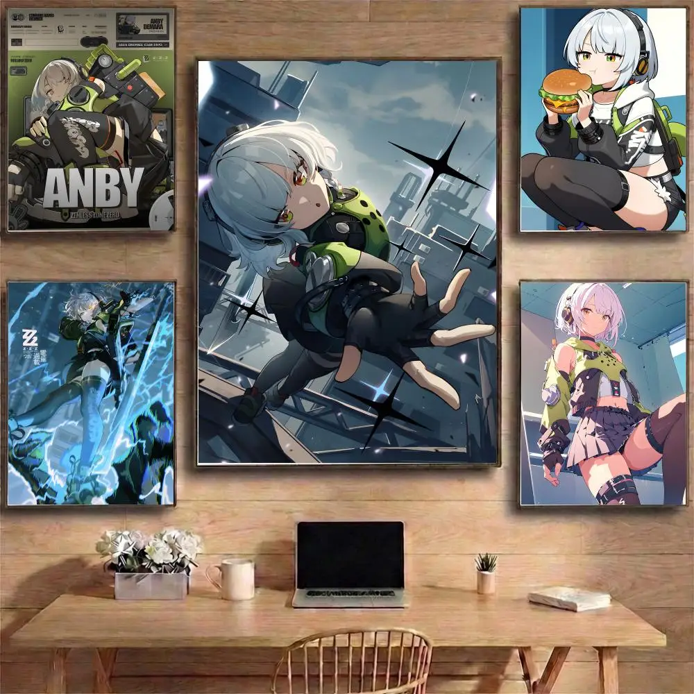 Póster de Zenless Zone Zero Anby Demara, Arte Mural Autoadhesivo Impermeable en HD con Compatibilidad Multi-escena