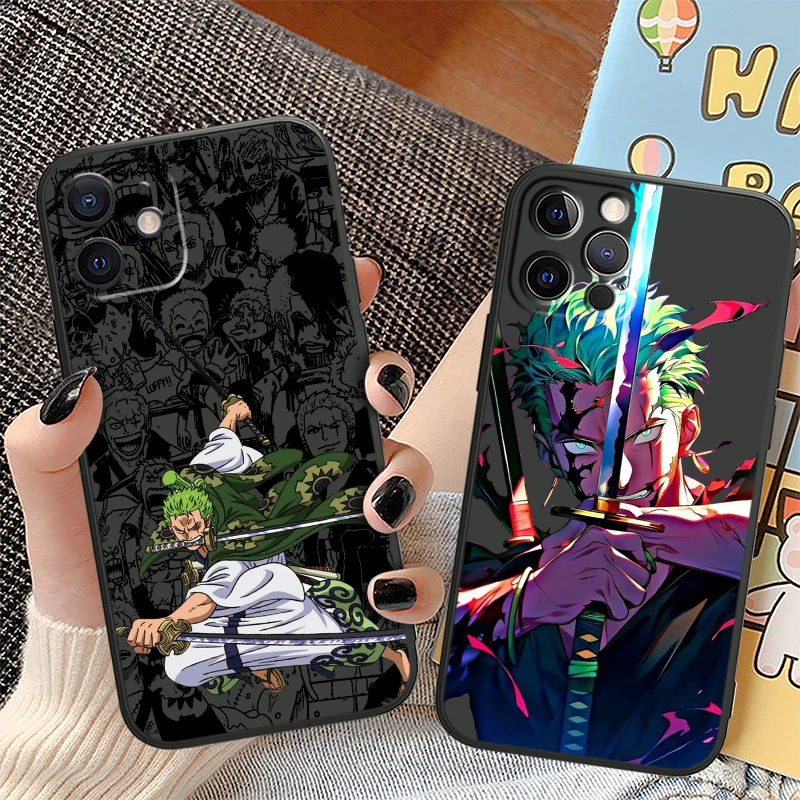 Anime O-One P-ieces Luffy For Apple iPhone 15 14 13 12 Mini 11 XS XR X 8 7 Pro Max Plus Soft Silicone Black Phone Case