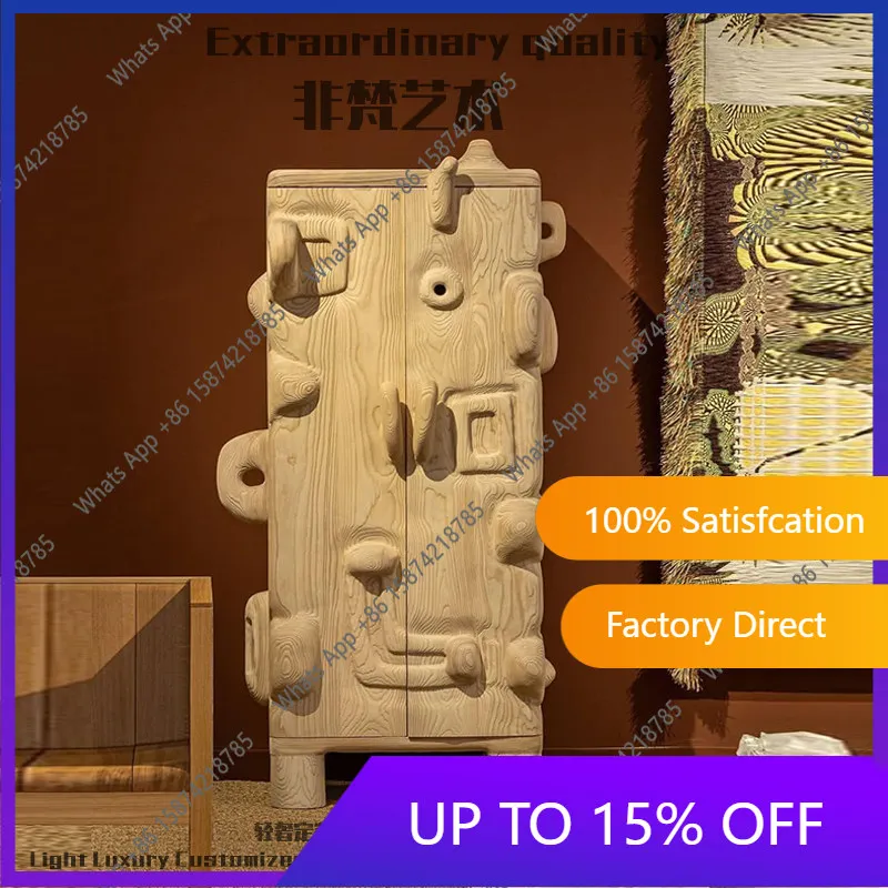 PC Art light luxury creative solid wood dining side cabinet villa luxury house personalized high cabinet multi-functional modern