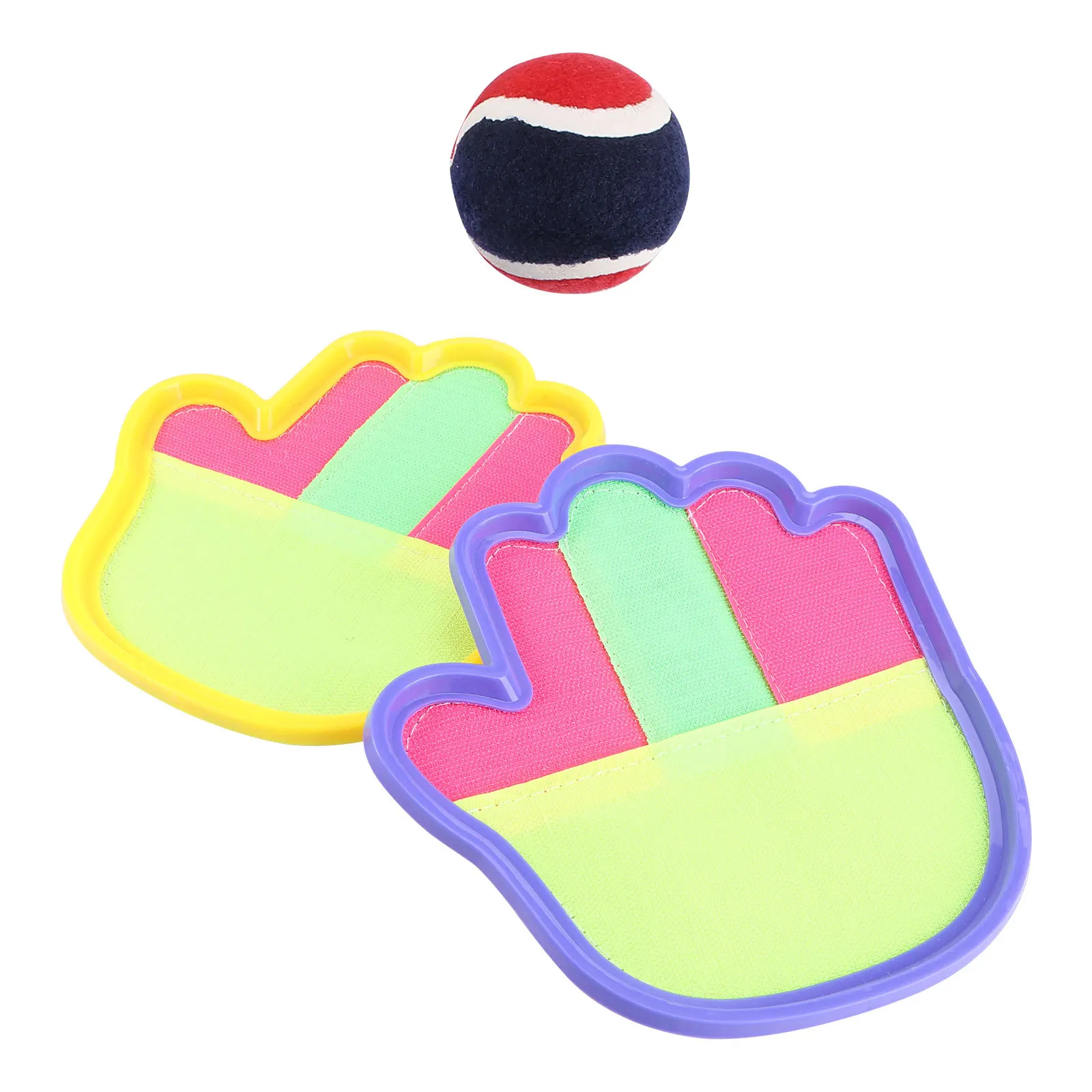 1Set Catch Bat Game for 2 Players Ball Toss Catch Paddle with Back Handle Family Outdoor Summer Play Tennis Toy Ball