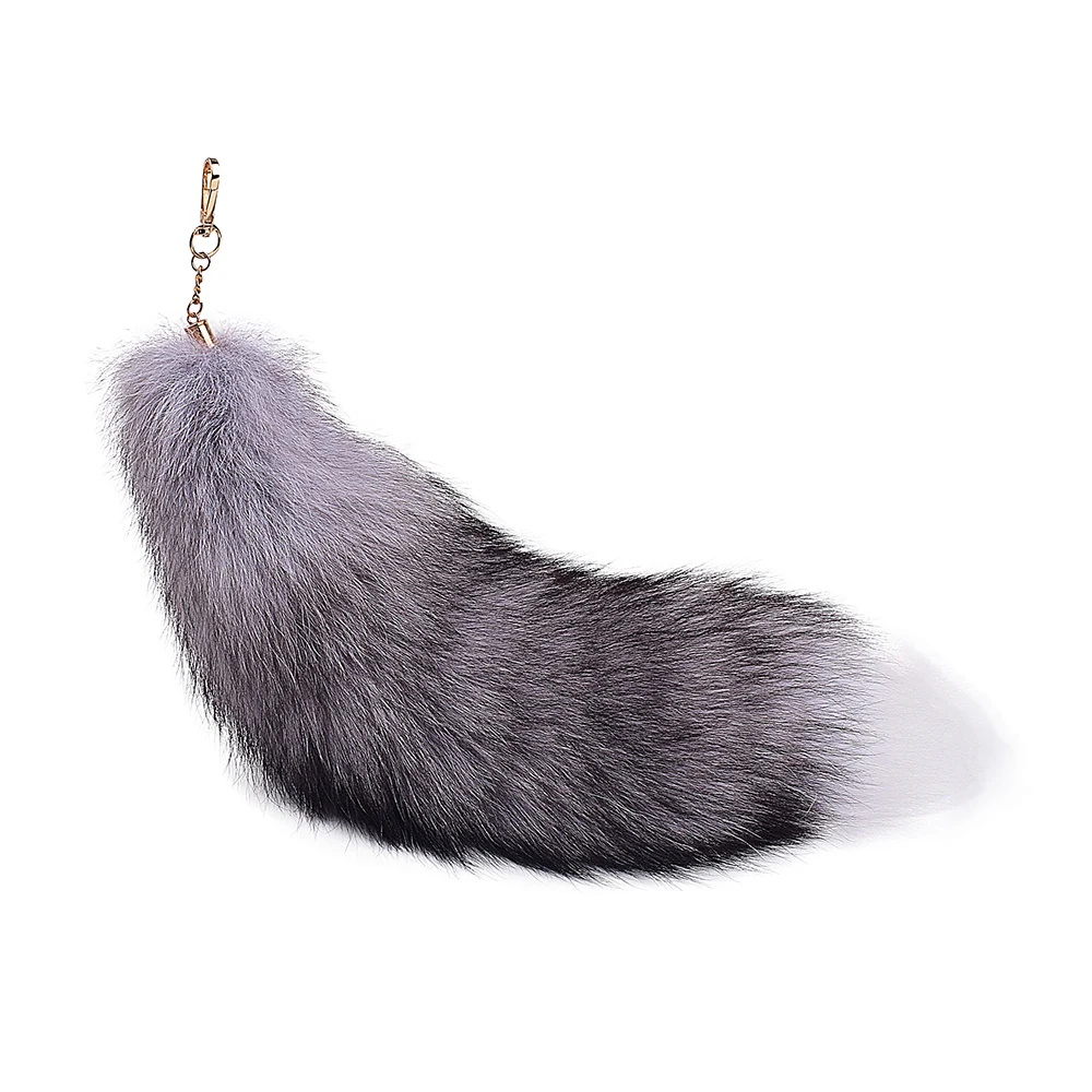 Hot Sale Fashion Fox Tail Keychain Wolf Tail Fur Tassel Bag Tag Black And Brown Pom Pom Charm Keyring Holder Strap Chain Gifts