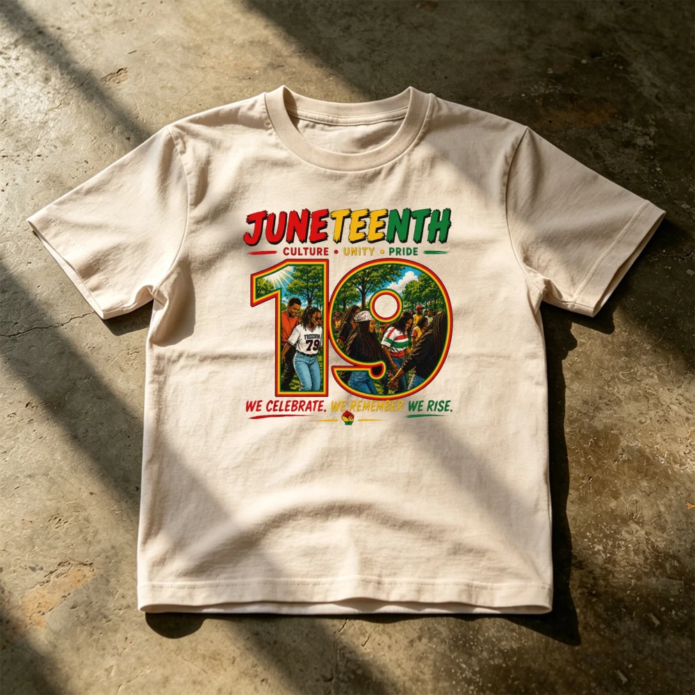 T-shirt en coton Juneteenth 19 avec imprimé graphique Culture, Unité, Fierté pour Hommes et Femmes, coupe ample à manches courtes, thème Histoire des Afro-Américains et Liberté, haut décontracté
