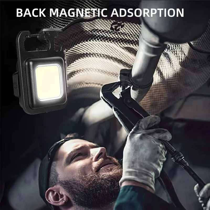 ミニ LED 懐中電灯キーホルダー多機能ポータブル COB キャンプランプ USB 充電作業灯屋外釣りハイキングランテルナ