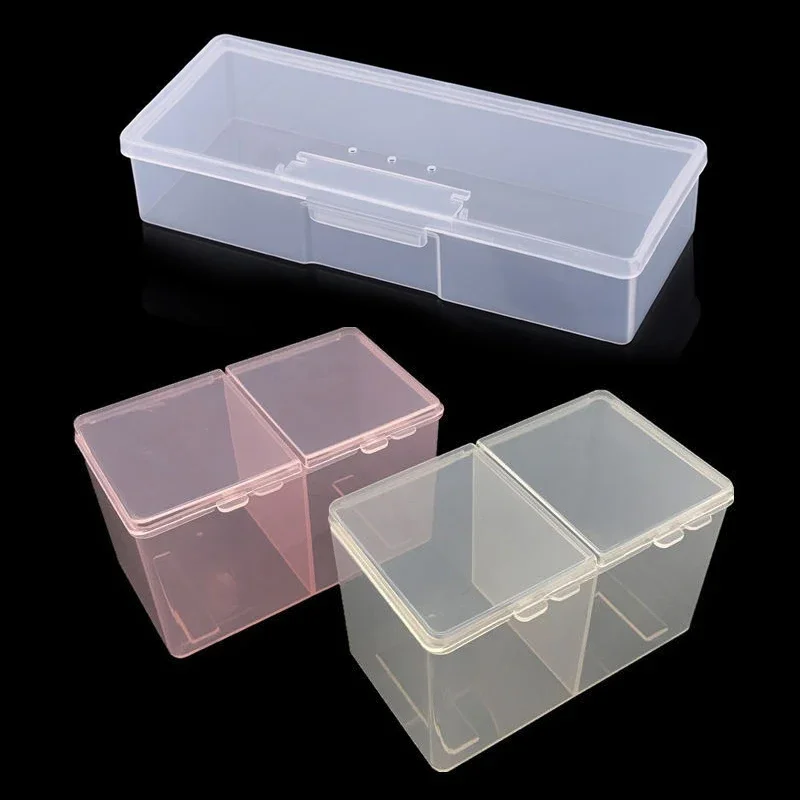 Caja de almacenamiento transparente de plástico para decoración de uñas, pincel con diamantes de imitación, bolígrafo, limas de pulido, contenedor, 1 Uds.