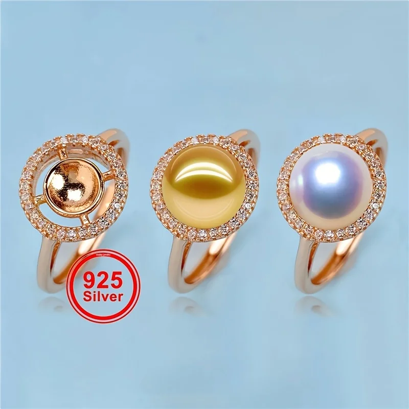 1pc Minimalist Rose Golden And 925 Sterling Silver Ring For Holding Gemstones For Gift Ornament Accessory Decor Fashion Jewelry