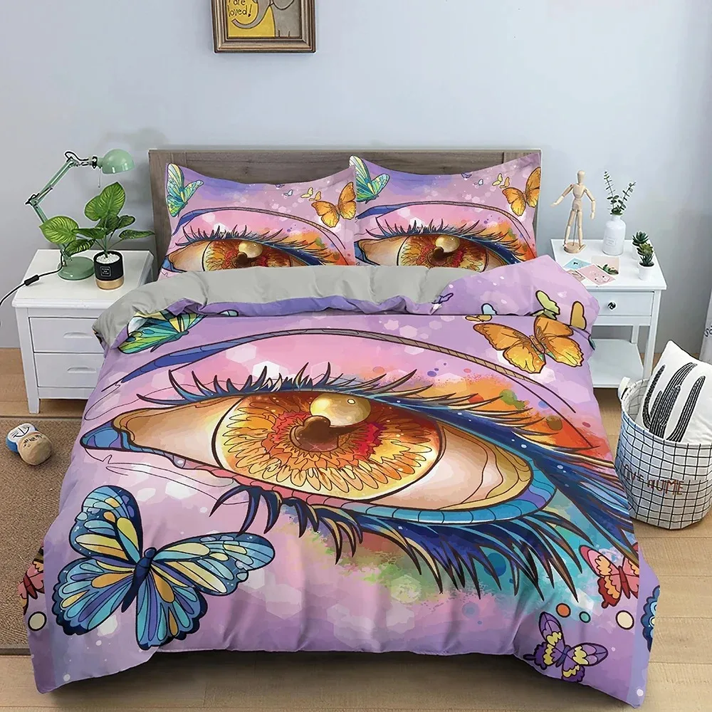 3D Blue Evil Eye Duvet Cover King Queen Size Psychedelic Magic Drawing Eyes Bedding Set Kids Teens Adults Polyester Quilt Cover