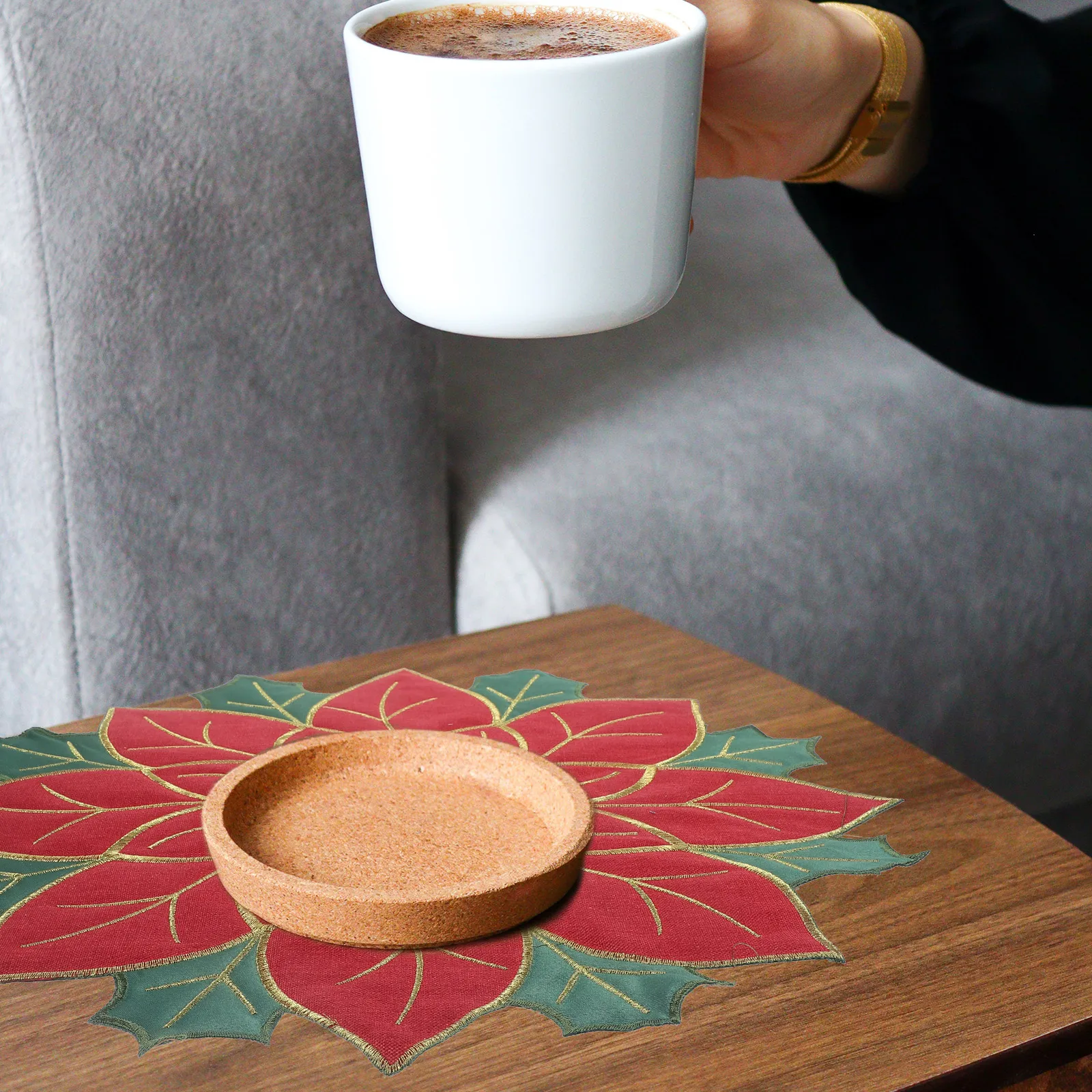 1pc Christmas Themed Xmas Dining Decor Home Restaurant Use Festive Style Unique Table Mat Dish Creative Dining Table Pad Mat