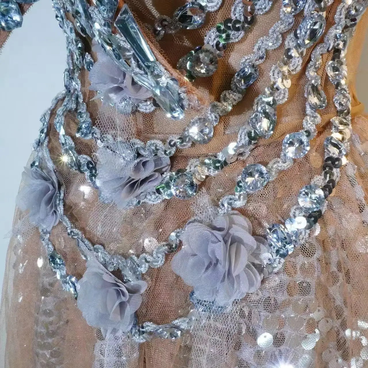 السيدات كريستال الترتر براقة قطعتين فستان عارية الذراعين ملهى ليلي المرحلة فستان سحب الملكة القطب الرقص حفلة عيد ميلاد الزي