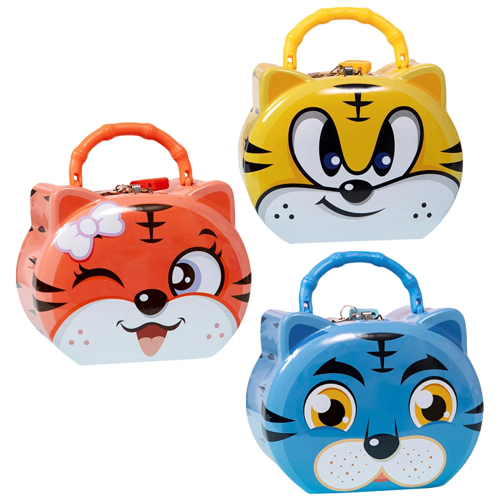 Tirelire tigre de dessin animé 3 pièces, boîte de rangement d'argent mignonne, pot d'épargne décoratif Durable pour chambre à coucher, salon, bureau d'étude