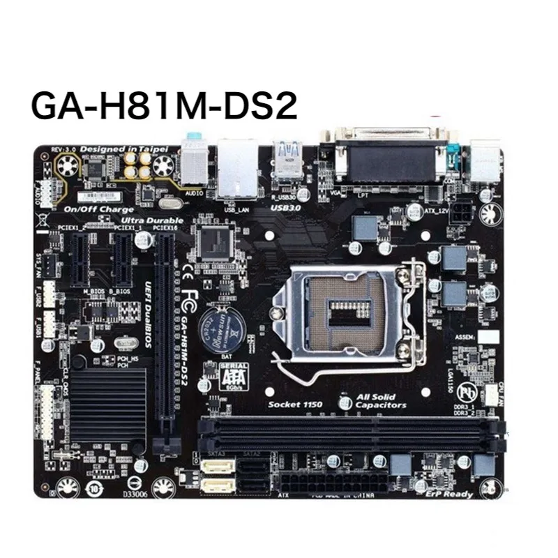 マザーボードGigabyte-GA-H81M-DS2,Lga 1150,ddr3,sata3.0,usb 3.0,vga,com,lpt,100% テスト済み,ok,完全作業,送料無料