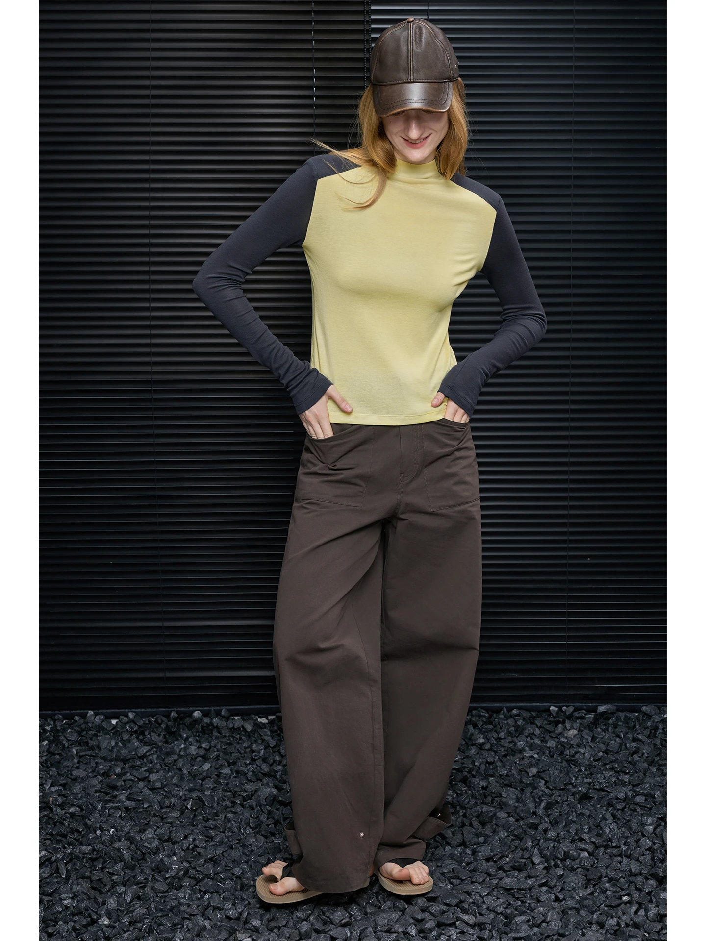 

Long Sve Knitted T-irt Women's Base Layer Patchwork Versatile Korean Sle Beautiful Street Sle Wool Blend High Ne