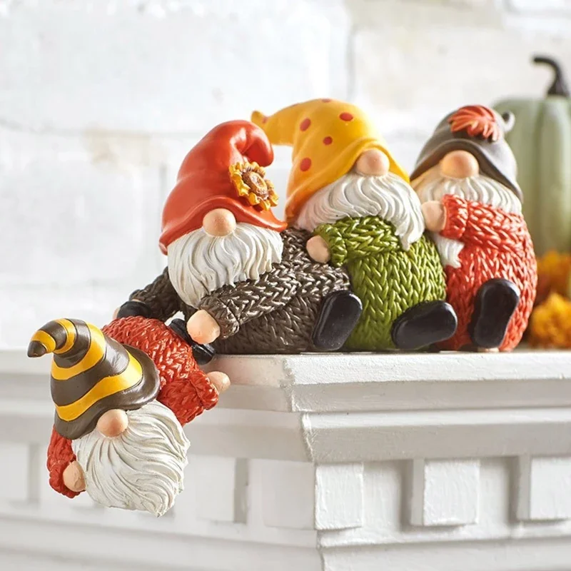 1 pc Christmas Gnome Old Man Resin Figurine Faceless Doll Santa Dwarf Desktop Shelf Table Home Office Holiday Decor Gift