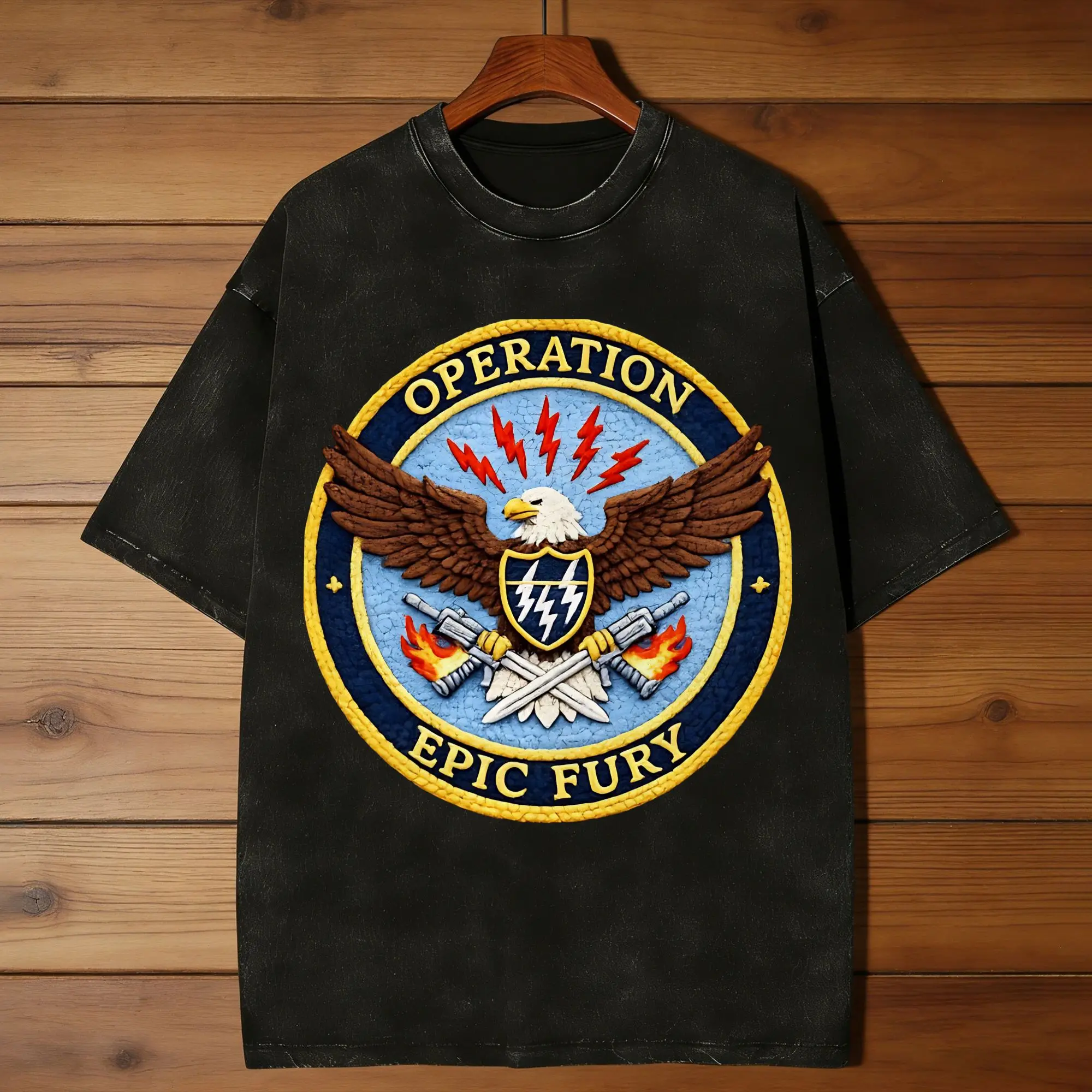 Operation Epic Fury US Eagle Epic Fury Force Loose T-Shirts  Hippie Tshirt for Men Summer Y2K Retro Casual Tops