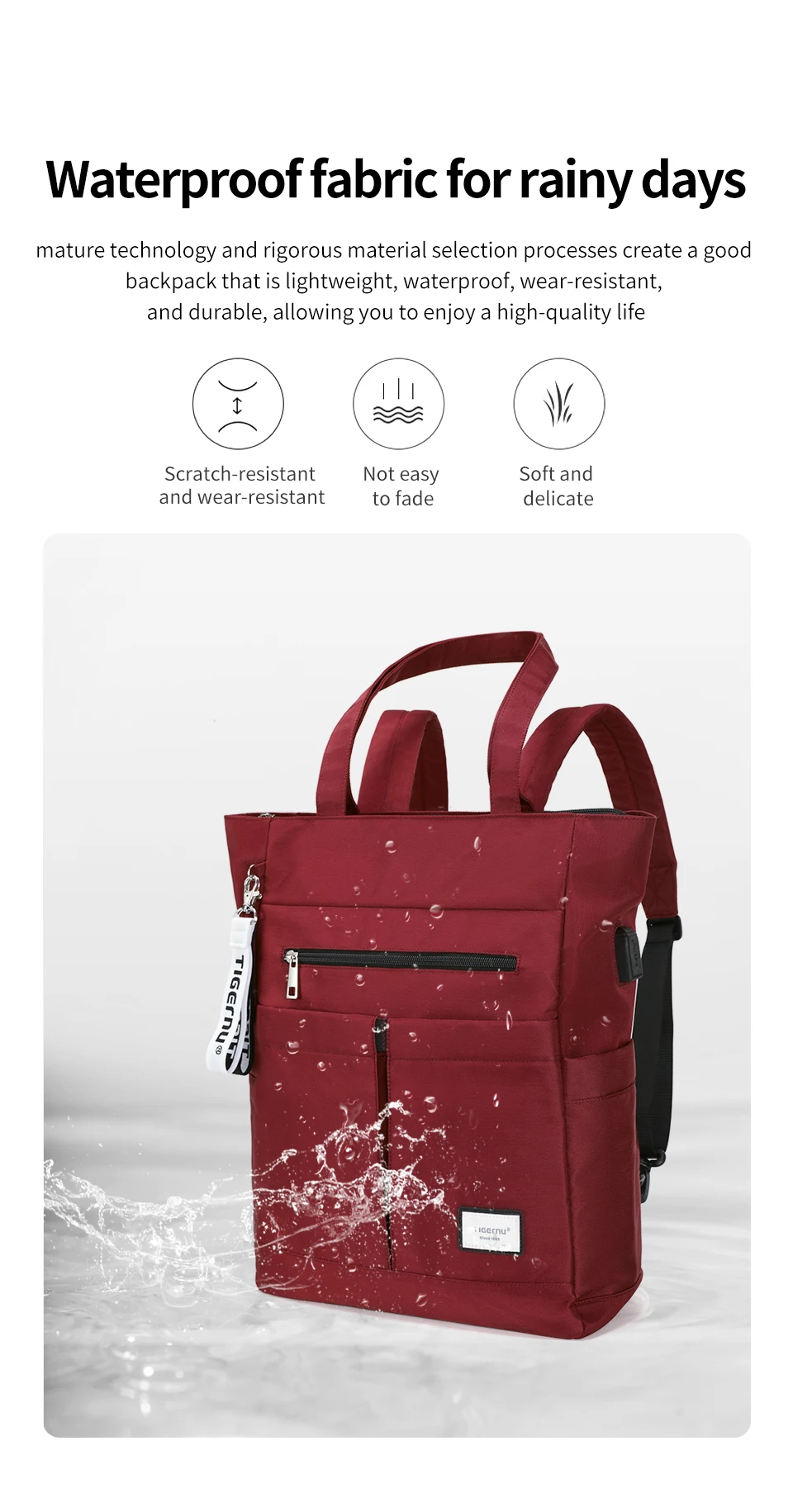 Tigernu Rucksäcke für Frauen 14 15,6 Zoll Laptop Rucksack weibliche Tasche Frauen Schultertaschen Mädchen Einkaufstasche Reiserucksäcke – Detail 10