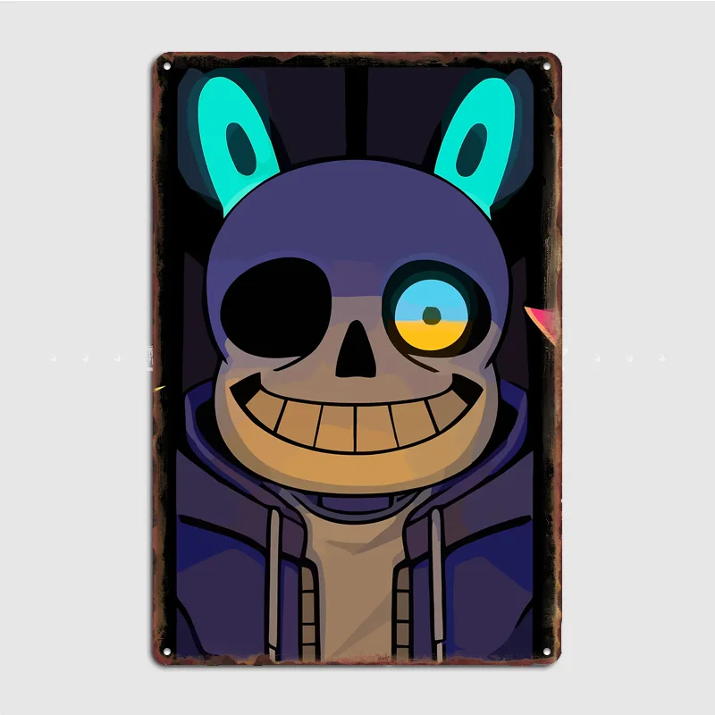 Sans Undertale with Bunny Ears Poster Metal Sign Club Custom Bar Room Decoration Bedroom Indoor Decor Home Wall Decor Posters
