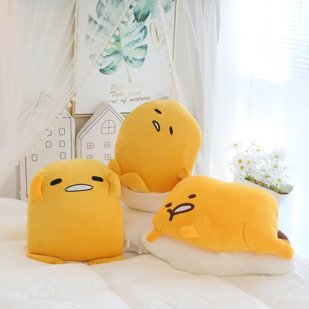 

Cute Egg Yolk Plush Gudetama Plush Toy Soft Cuddly Stuffed Gudetama Plushies Doll Sleeping Pillow Sofa Decoration Pillow
