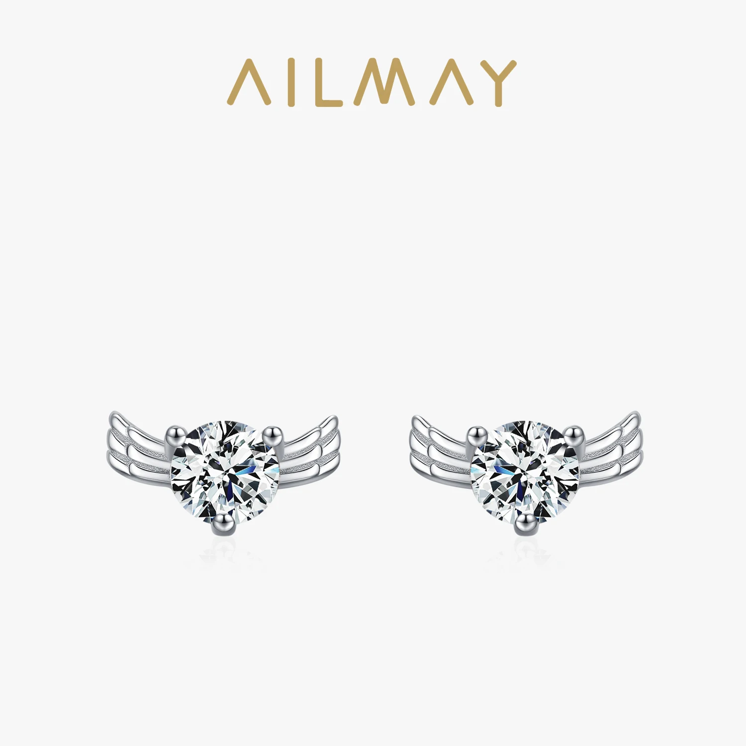 

Серьги-гвоздики Ailmay из стерлингового серебра 925 пробы для пар, креативные, в форме крыльев ангела, женские, с ослепительными цирконами, ювелирные украшения на день рождения