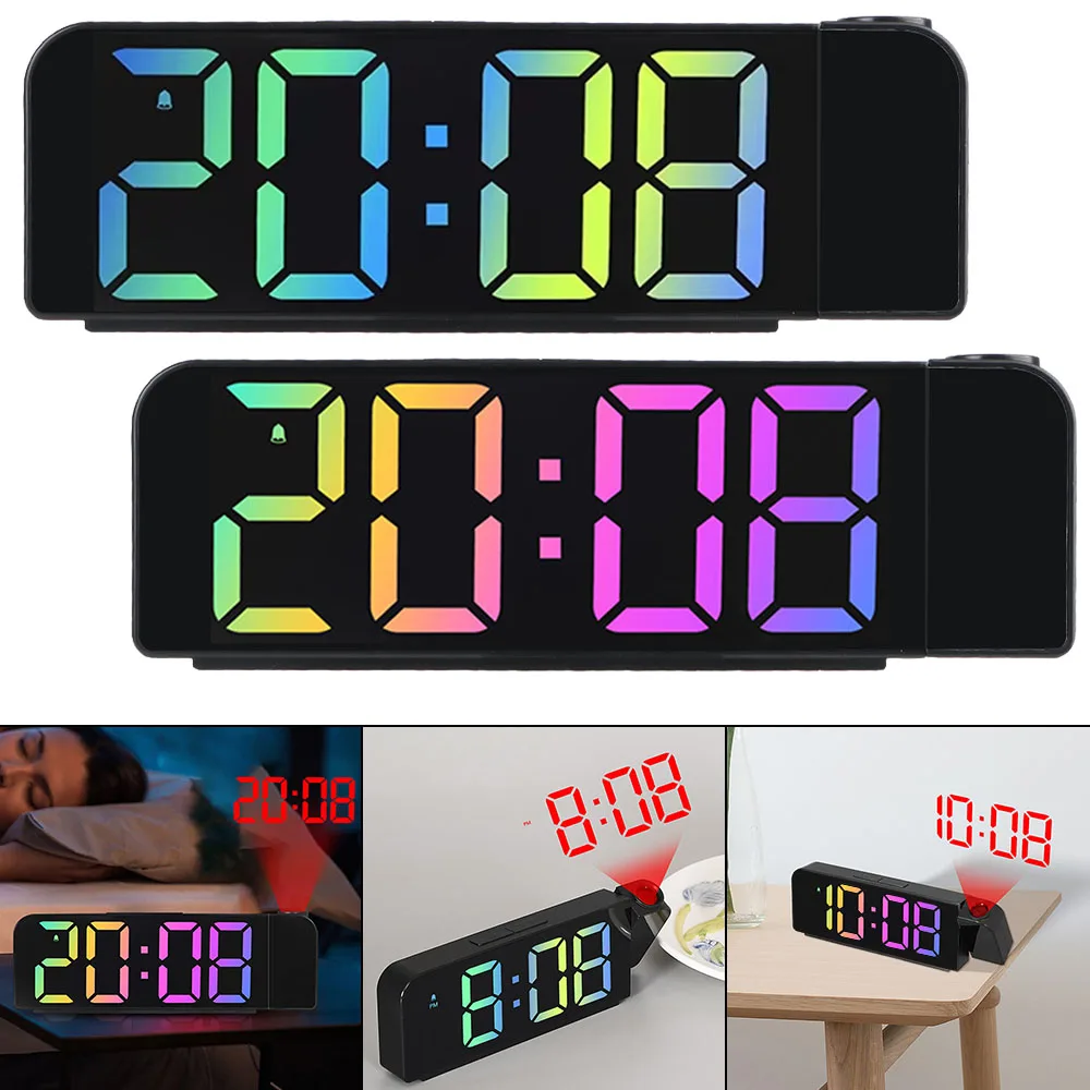 Night Mode Power-off Memory Table Clock USB Powered Digital Projection Alarm Clock With USB Cable 12H/24H LED Clock