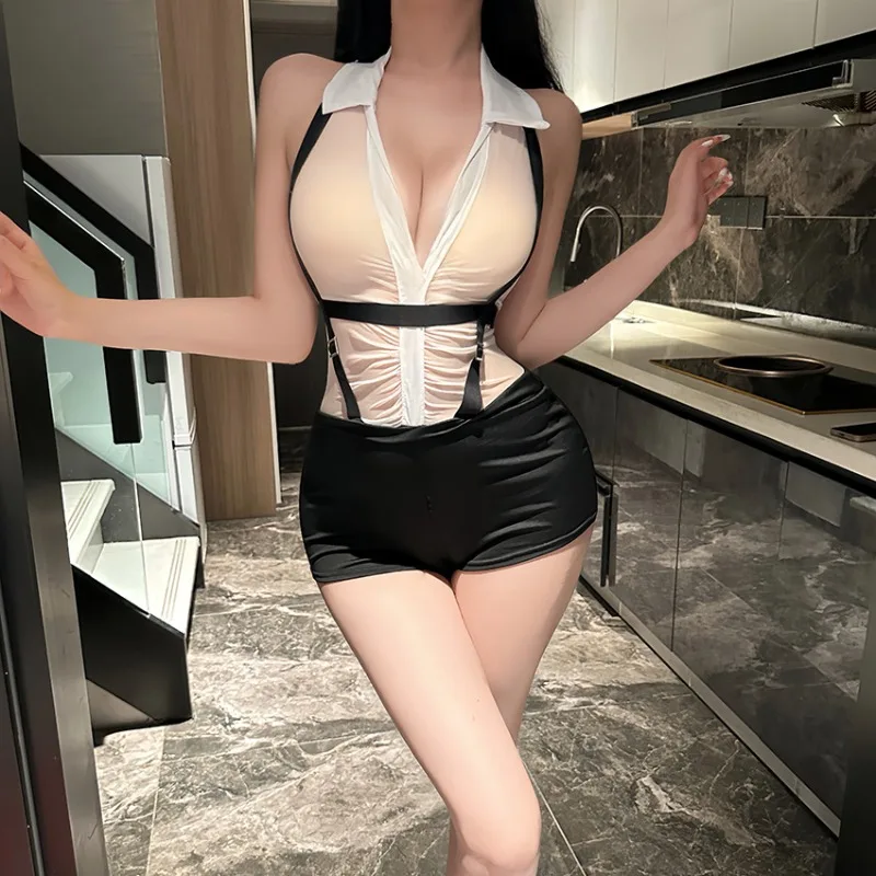 

Sexy Uniform Secretary Cosplay Costume Bodysuit Set Women OL Police Outfits Roleplay Nightwear Underwear Lingerie Temptation Hot