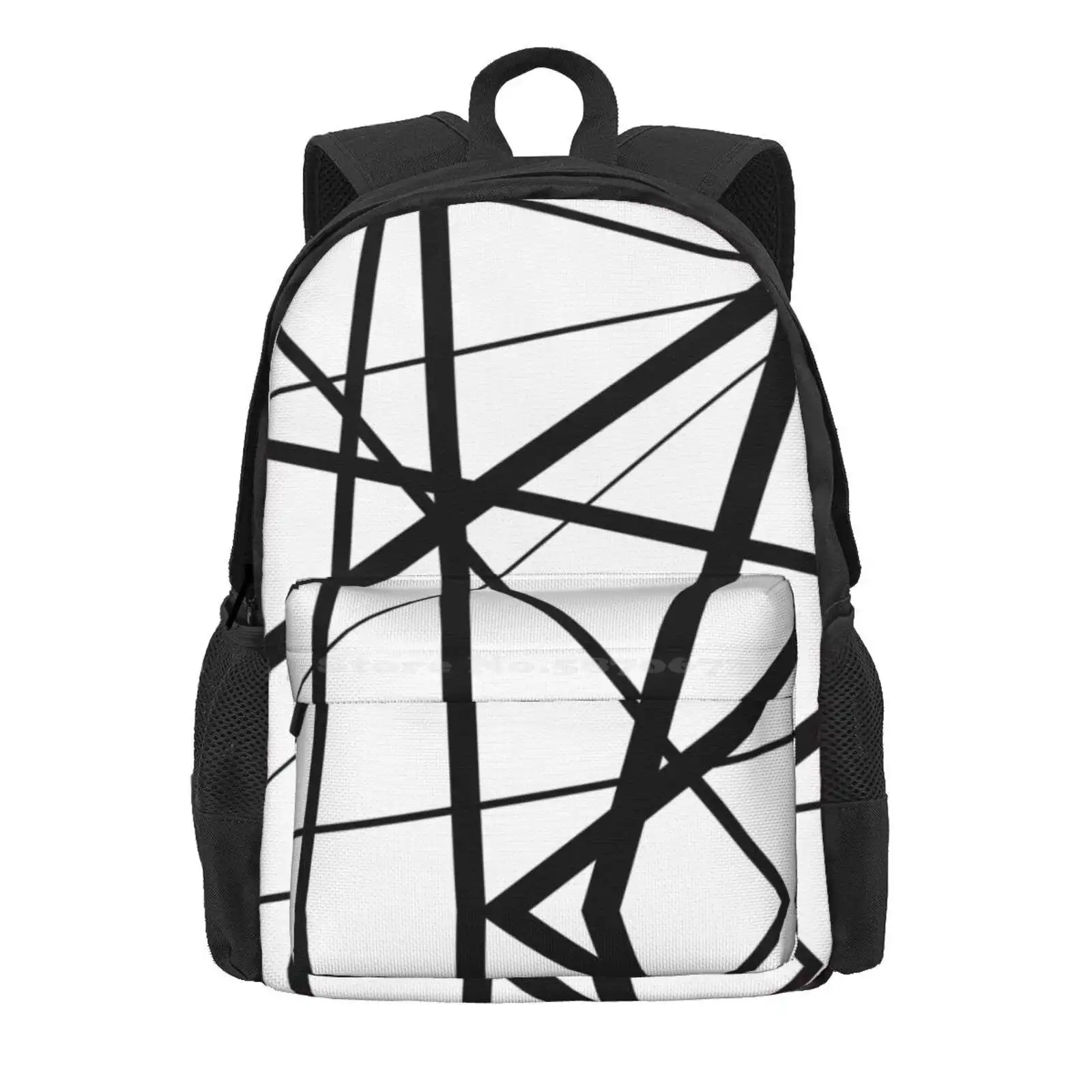 Black And White Geometric Lines Hot Sale Schoolbag Backpack Fashion Bags Black And White Minimalist Monochrome Scandinavian