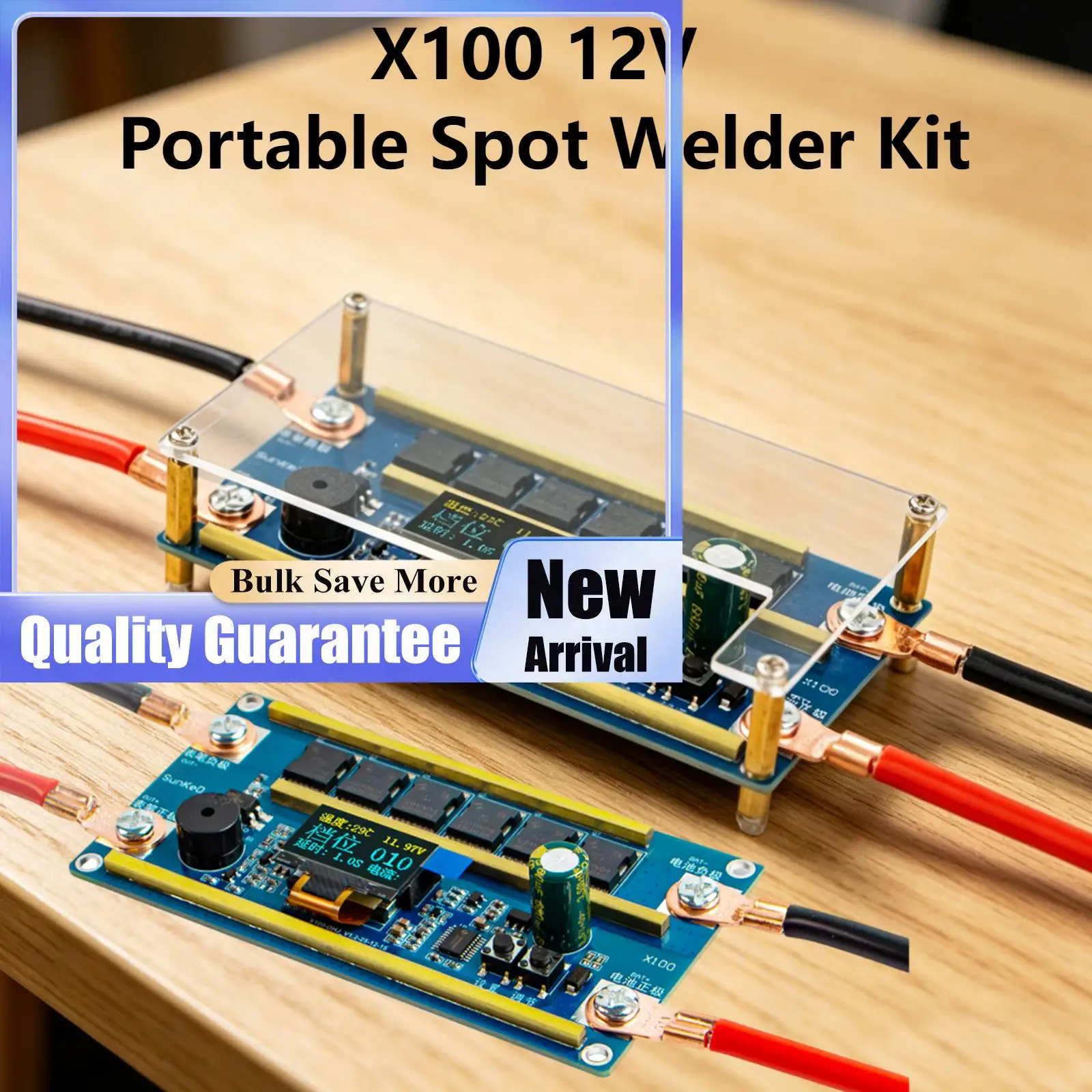 

X100 12V Portable Spot Welder Kit 100-Step Power Adjustable 18650 Lithium Battery Welding Control Board Nickel Plate Welding