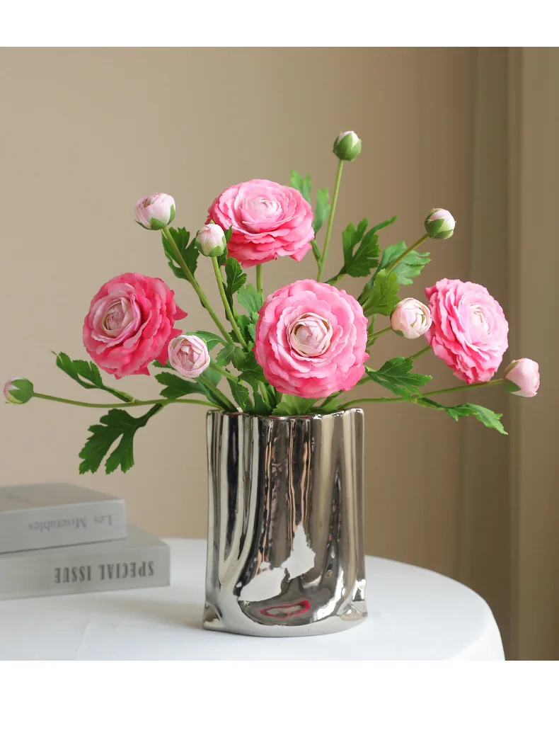 5 Stück Feuchtigkeitsspendende 3-köpfige Künstliche Blumen aus Tau-Lotus und Pfingstrose mit Echtem Touch Luxuriöse Tischdekoration für Zuhause Künstliche Blumen Hochzeitsdekoration – Detail 9
