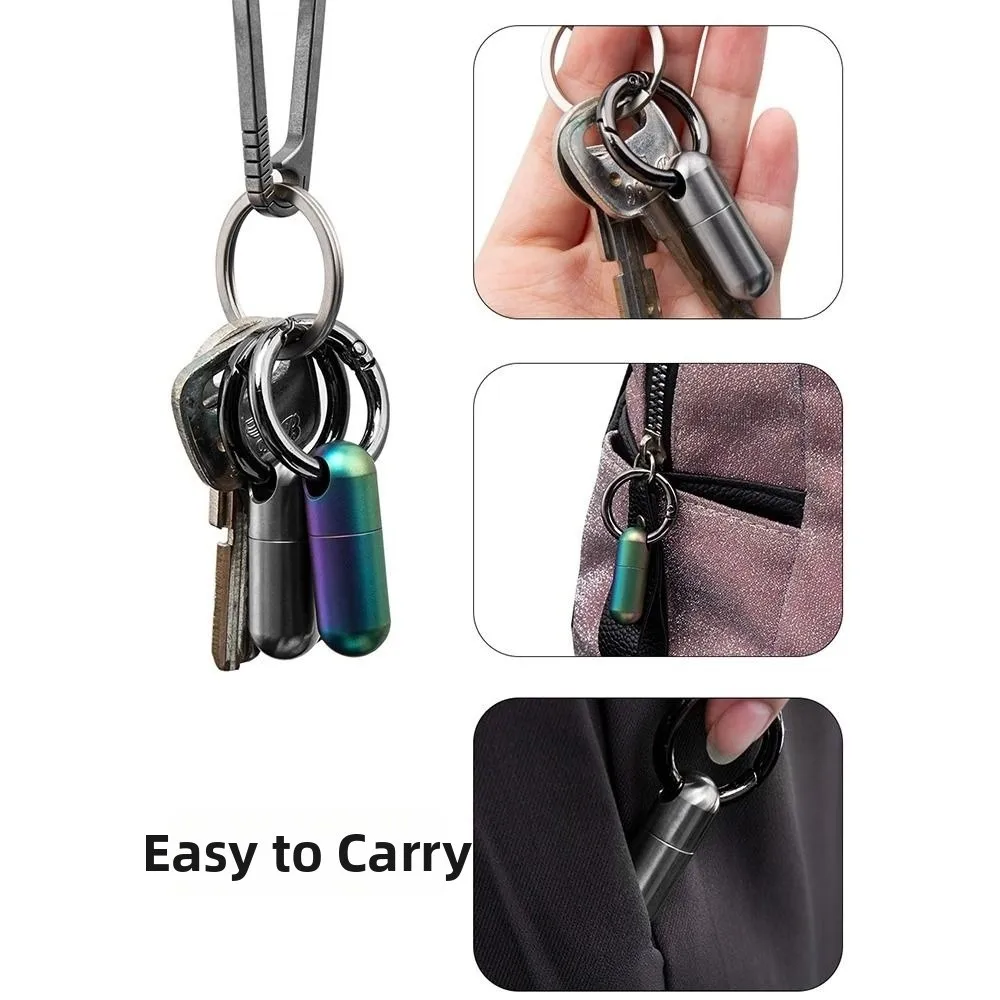 Sealed Design Pure Titanium Pill Box Keyring Attachment Ultra-light Weight Portable Pill Organizer Moisture-proof Anti-Rust