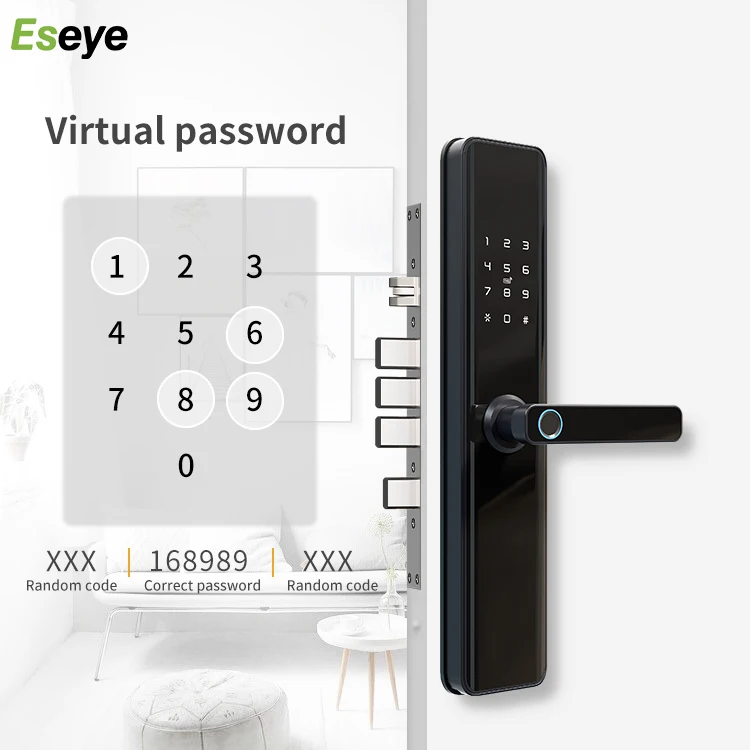 Eseye Waterproof Smart Door Lock Wifi TTlock App Remote Control With Fingerprint Password Card Key Unlock Wifi Smart Lock