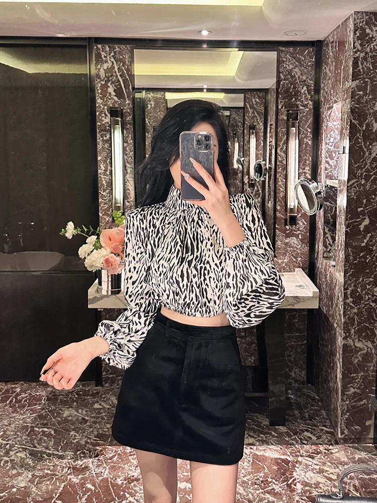 

Faionable Printed Lantern Sve Stand Collar irt And ort Skirt Two Piece Set for Women by BETTER LS Ele Ladylike S...