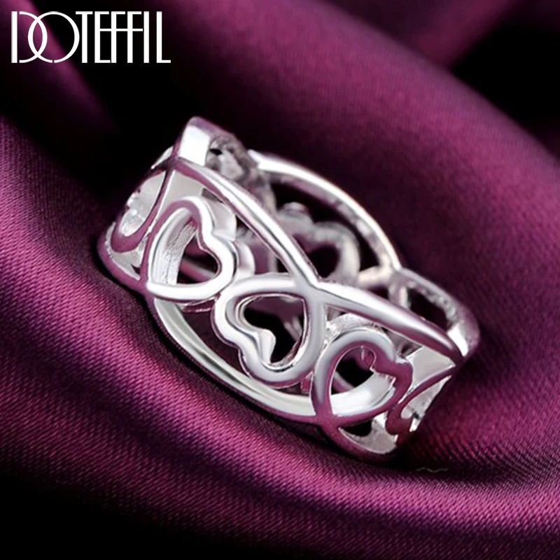 DOTEFFIL 925 Sterling Silver Love Heart Ring For Woman Wedding Engagement Party Fashion Charm Jewelry