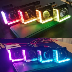 8PCS 1.5 Inch Car 5D Crystal Matrix Led Angel Eyes Mask WRGB For Mini Bi Led Module Turn Signal Lights DRL Matrix Projector Lens