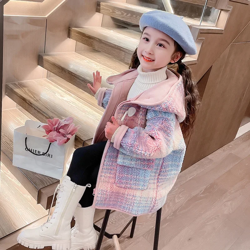 

Girls Coat 2023 New Autumn and Winter South Korean Style Fashion Coat Children Clothing Girl Casual Fleece Lined Clothes Coat