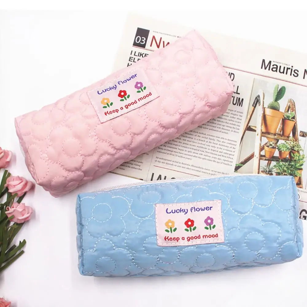 New Polyester Fibre Pillow Bag Flower Multi-Function Floral Pencil Case Stationery Box Gift