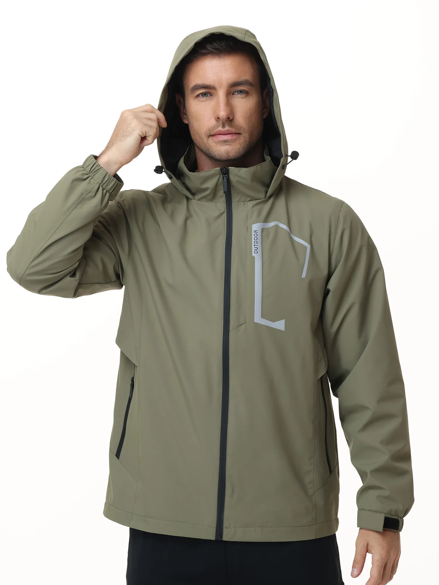 Sommer Herren Outdoor-Jacke Wasserdichte Regenjacke, Dünne Regenjacke mit Mehreren Taschen für Camping Wandern Radfahren Angeln – Detail 31