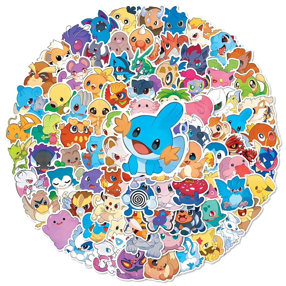 10/30/50/100pcs Pokemon Cute Pikachu Graffiti Stickers Classic Anime Decals DIY Skateboard Guitar Luggage Kawaii Cartoon Sticker